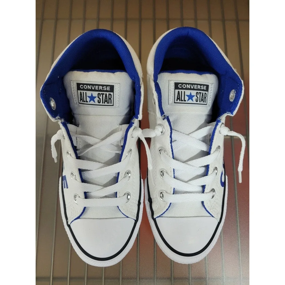Converse Kids Chuck Taylor All Star Axel Mid Top Shoes 665819F White/Blue Sz‎ 3